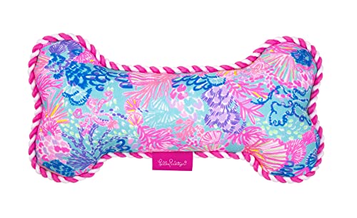 Lilly Pulitzer Plush Dog Toy with Squeaker, Durable Canvas Squeaky Puppy Dog Toy Bone with Cotton Stuffing, Splendor in The Sand von Lilly Pulitzer