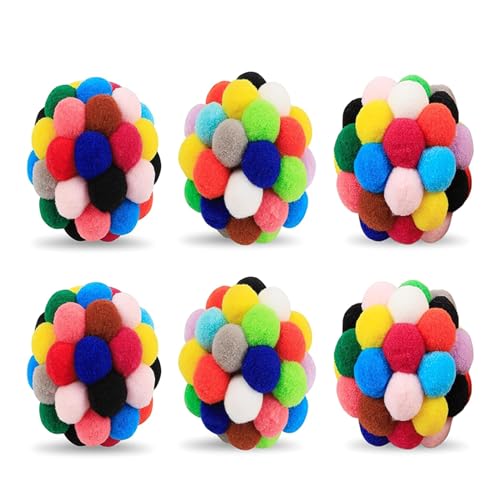 Lily Brown 6Pcs Kätzchen Kauen Spielzeug Zahnen Weiche Katzen Spielzeug Bunte Ball Mit Sound Attraktive Ball Zahnen Spielzeug Katzen Spielzeug Ball von Lily Brown