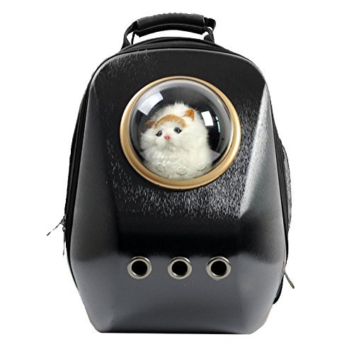 Lily&her friends - Space Capsual Pet Bag, Portable Backpack for Carriers, Travel Hand Shoulder Bag, Movable Backpack with Transparent Halbkugel-Fenster (Wire Drawing Black) von Lily&her friends