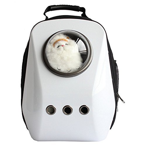 Lily&her friends - Space Capsual Pet Bag, Tragbarer Rucksack für Tragetaschen, Reise Hand Umhängetasche, Beweglicher Rucksack mit transparentem Halbkugelfenster (weiß) von Lily&her friends