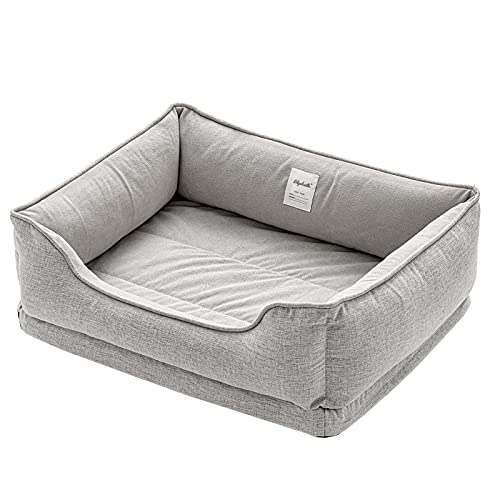 LilyAbeille Hundebett, Katzenbett, Orthopädische Hundebetten Waschbar für Kleine Hunde, Abnehmbar, Flauschig, Bissfest Hundekorb Hundesofa Katzenkorb (60 * 50 * 20 cm, Grau) von LilyAbeille