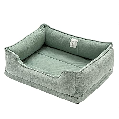 LilyAbeille Hundebett, Katzenbett, Orthopädische Hundebetten Waschbar für Kleine Hunde, Abnehmbar, Flauschig, Bissfest Hundekorb Hundesofa Katzenkorb (60 * 50 * 20 cm, Grün) von LilyAbeille