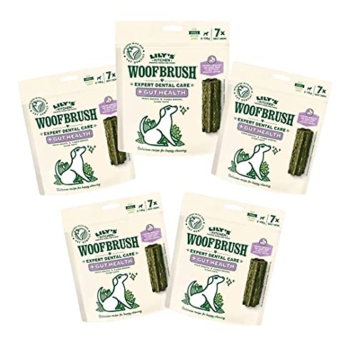 Lily's Kitchen Woofbrush Darm-Kau, 5 Stück - Universal, Hunde, Haustiere, Hundezahnbürste, Dental Chew, Zahnpflege-Kausnack für Hunde, unflavored, 25 kg, 5 stück von Lily's Kitchen