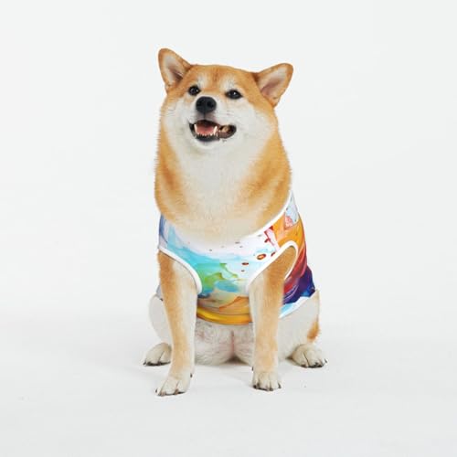 Colorful Splash Tanktop für kleine Hunde, weiche Baumwolle, ärmellos, für Welpen und Katzen von LimPac