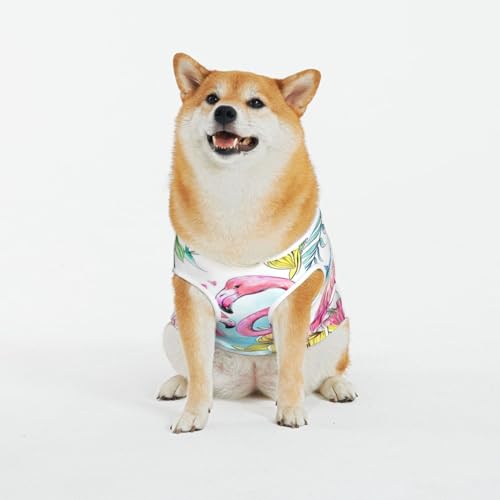 Tanktop für kleine Hunde mit Flamingo-Blumen, weiche Baumwolle, ärmellos, für Welpen und Katzen von LimPac