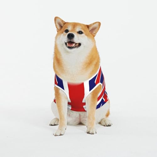 Tanktop für kleine Hunde mit englischer Flagge, weiche Baumwolle, ärmellos, für Welpen und Katzen von LimPac