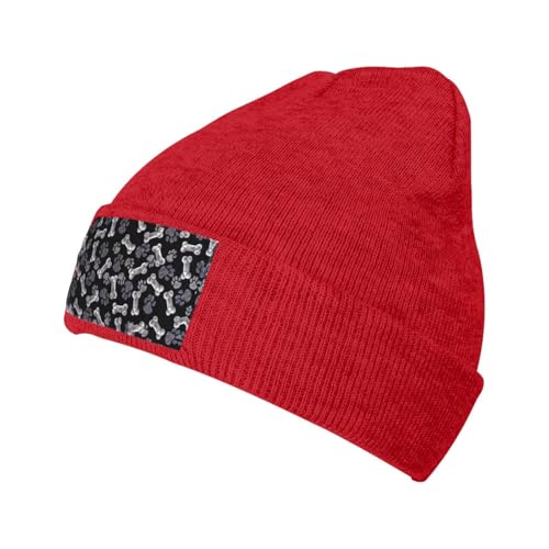 Warme Beanie-Mütze für Hunde und Welpen, Unisex, Strickmütze, Winter, weich, lockere Zopfmanschette, Totenkopfmütze mit lokalem Aufdruck von LimPac