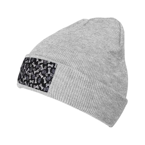 Warme Beanie-Mütze für Hunde und Welpen, Unisex, Strickmütze, Winter, weich, lockere Zopfmanschette, Totenkopfmütze mit lokalem Aufdruck von LimPac