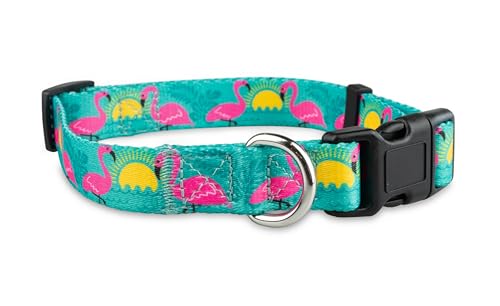 Limeloot Flamingo Hundehalsband, verstellbar, für Mädchen und Jungen, mit Schnellverschluss-Schnalle, Größe M von Limeloot