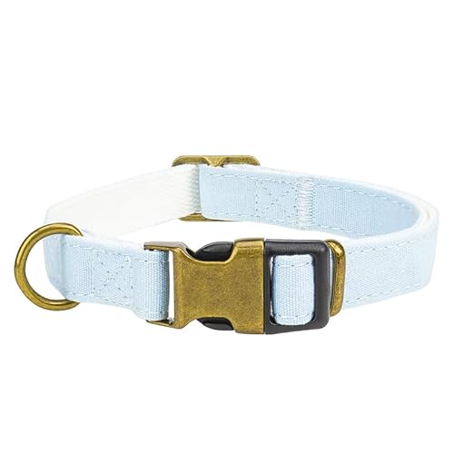 Leinwandkragen L Canvas Hundehalsband Mit Sicherheitsschnalle, Verstellbares Haustierhalsband Mit Weichem Neoprenfutter, Geeignet Für Mittelgroße Hunde, 2.5×48-70CM Blau von Limin