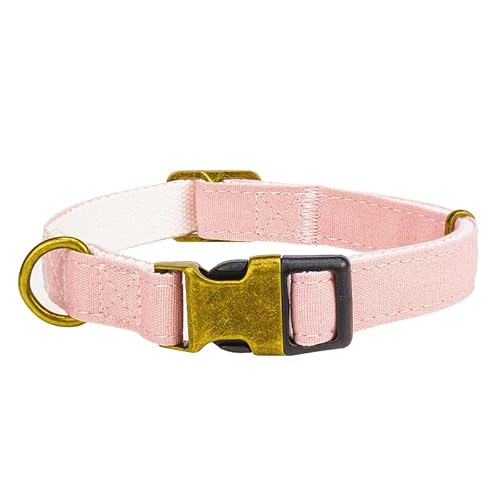 Leinwandkragen M Canvas Hundehalsband Mit Sicherheitsschnalle, Verstellbares Haustierhalsband Mit Weichem Neoprenfutter, Geeignet Für Mittelgroße Hunde, 2.0×35-50CM Rosa von Limin