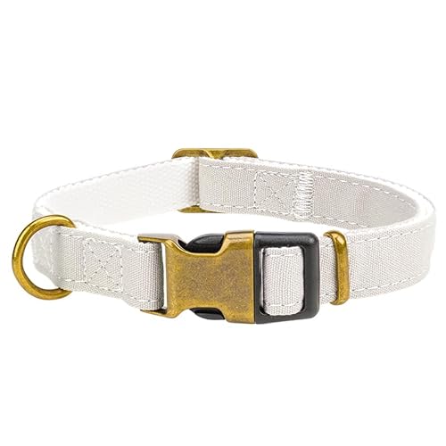 Leinwandkragen S Canvas Hundehalsband Mit Sicherheitsschnalle, Verstellbares Haustierhalsband Mit Weichem Neoprenfutter, Geeignet Für Mittelgroße Hunde, 1.5×26-40CM Grau von Limin