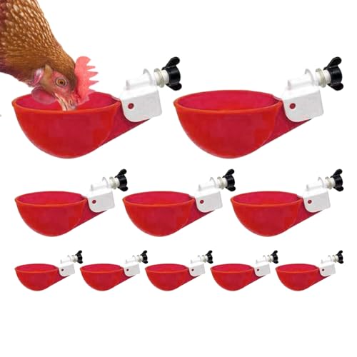 Chicken Waterer Cups, 5/10 Pack Geflügel Trinkbewässerungsbecher, Automatischer Hühner Wasserspender Becher Geflügel Feeder Kit, Bewässerungsbecher für Küken, Ente, Gänse, Truthahn von Limitoll