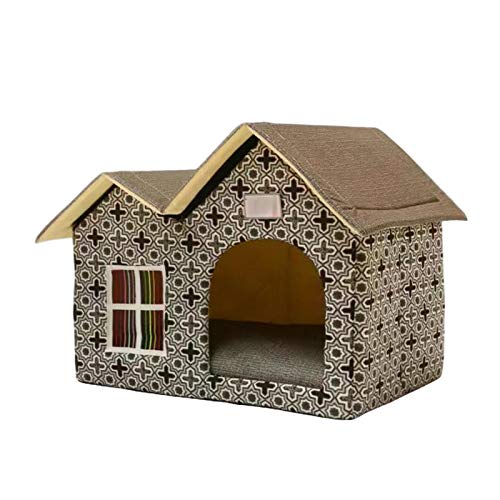 Limitoll Indoor Katzenhaus Winter Warm Katzenhaus Wetterfest Weiches Plüsch Bett Katzenhöhle Haus 2-in-1 für Kätzchen und kleine Hunde Haustier von Limitoll