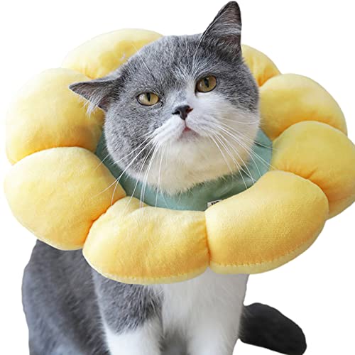 Limitoll Katze Nackenkissen | Kegelhalsband für Katzen mit Sonnenblumenform | Pet Neck Donut mit verstellbarem Riemen, bequem, vermeidet Biss für Katzen, Hunde, Haustiere, den täglichen Gebrauch von Limitoll