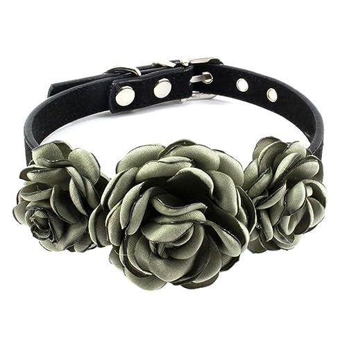 Hundehalsband für Hündinnen und Katzen, florale Dekorationen, Rosenblüten, Halsbänder, Halsketten mit Metallschnalle, ohne Glocke von Limtula