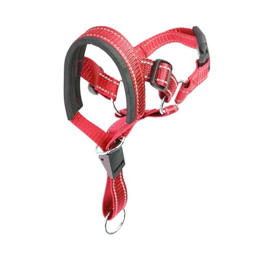 KANGYEBAIHUODIAN Maulkörbe for Hunde, Anti-Bell-Halter, verstellbares Nasen-Mund-Set, Trainingsleine, Seilführung, Kontrolle, einfach zu montieren, passend for Hundezubehör (Color : Red, Size : L) von LinCys