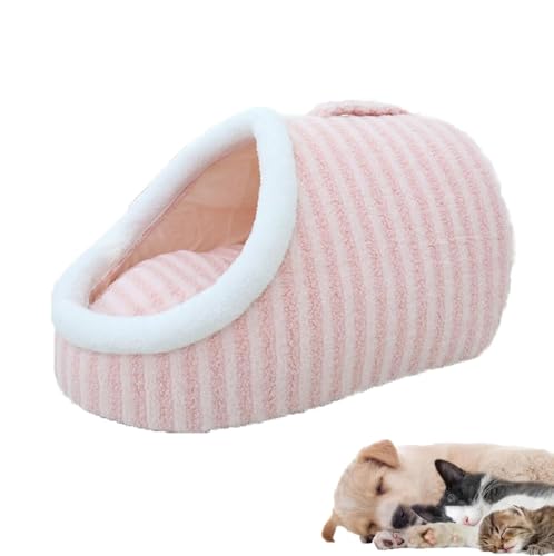 Cozy Cave Pet Bed for Small Medium Pets, Anti Anxiety Calming Plush Pet Beds, Non-Slip Washable Soft Pet Slipper Cave Bed Sleeping Bag von LinZong