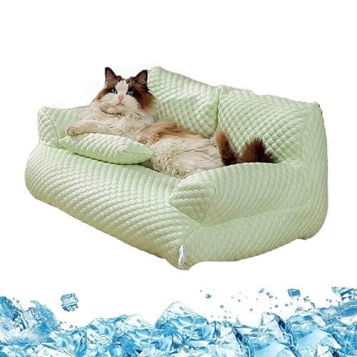 Ice Silk Cooling Pet Bed Breathable Washable Dog Sofa Bed,Dog Cooling Bed Summer Sleeping Cool Ice Silk Bed,Removable and Washable Pet Bed for Small, Medium, Large Dogs and Cats (Green, L) von LinZong