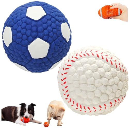 LinZong 2/4pcs Mighty Chew - Indestructible Toy for Dog,Mighty Chew Dog Toy,Bite Resistant Latex Pet Toy Ball,Squeaky Dog Toys,Best Gift for pet Teeth Cleaning and Gum Massage (Large, Tennis+Soccer) von LinZong