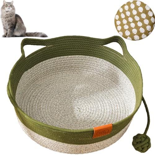 LinZong Handwoven Cotton Rope Cat Bed - Breathable & Easy to Clean,Pet Sleeping Bed House Scratcher Scratch Mat Pad,Integrated Cotton Rope Reinforcement von LinZong