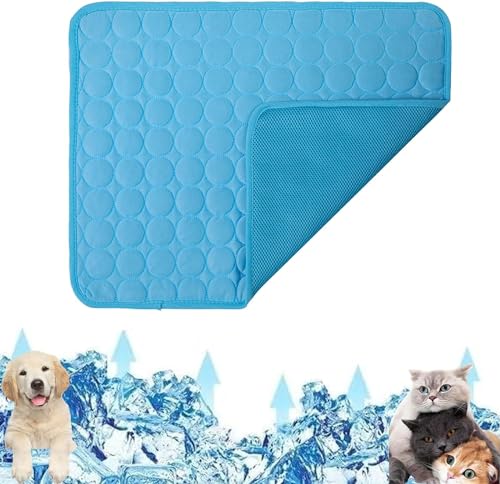 LinZong Pet Cooling Pad,Pet Cooling Mat for Dogs and Cats,Thickened Non-Slip Summer Ice Silk Sleep Mat Cooling Blanket for Kennel,Sofa,Bed,Floor,Car,Indoor or Outdoor (Blue,L: 70 * 55cm) von LinZong