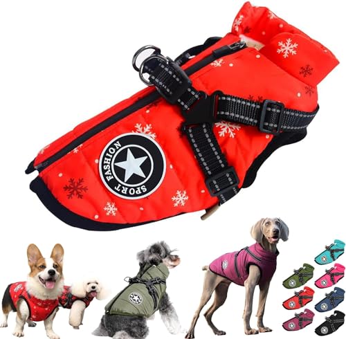 Pawbibi Sport - Waterproof Winter Jacket with Built-in Harness,Dog Winter Coat Waterproof Zipper,Winter Waterproof Vest Warm Coat Zippered with Reflectors Dog's Clothes (4XL, Snow) von LinZong