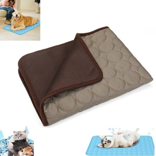 Pet Cooling Pad,Pet Cooling Mat for Dogs and Cats,Summer Breathable Non-Slip Ice Silk Sleep Mat,Anti-Scratch Washable Dog Cooling Blanket for Kennels,Crates,Sofa,Bed,Floor (Coffee,M: 62*52cm) von LinZong