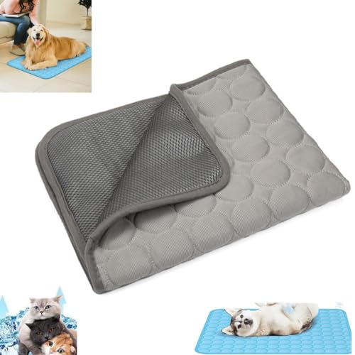 Pet Cooling Pad,Pet Cooling Mat for Dogs and Cats,Summer Breathable Non-Slip Ice Silk Sleep Mat,Anti-Scratch Washable Dog Cooling Blanket for Kennels,Crates,Sofa,Bed,Floor (Light Grey,M: 62*52cm) von LinZong