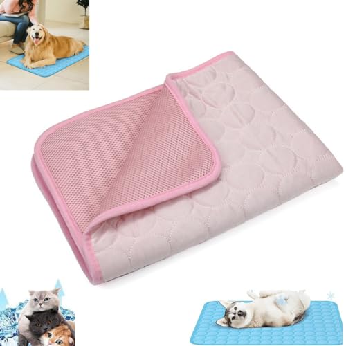 Pet Cooling Pad,Pet Cooling Mat for Dogs and Cats,Summer Breathable Non-Slip Ice Silk Sleep Mat,Anti-Scratch Washable Dog Cooling Blanket for Kennels,Crates,Sofa,Bed,Floor (Pink,L: 70 * 55cm) von LinZong