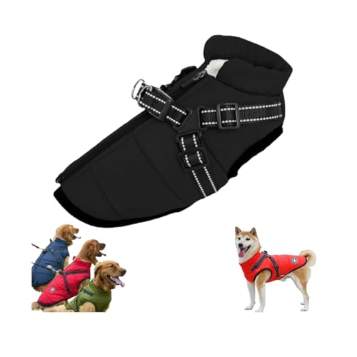 Waterproof Winter Dog Jacket with Built-in Harness,Dog Jacket with Harness,Windproof Warm Coats for All Dogs/Cats,Reflective & Adjustable Pet Vest for Smal Medium Large Dogs (Black, XL) von LinZong