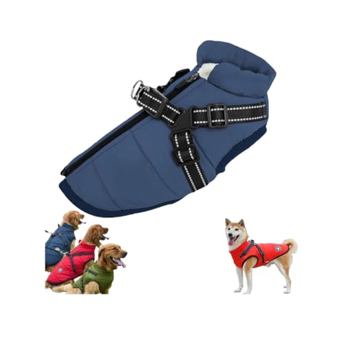 Waterproof Winter Dog Jacket with Built-in Harness,Dog Jacket with Harness,Windproof Warm Coats for All Dogs/Cats,Reflective & Adjustable Pet Vest for Smal Medium Large Dogs (Blue, 3XL) von LinZong