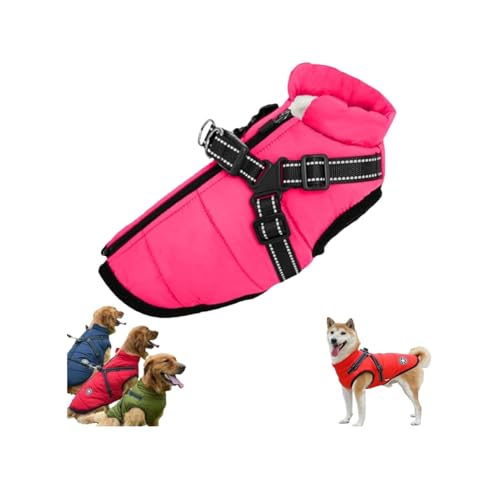 Waterproof Winter Dog Jacket with Built-in Harness,Dog Jacket with Harness,Windproof Warm Coats for All Dogs/Cats,Reflective & Adjustable Pet Vest for Smal Medium Large Dogs (Pink, 5XL) von LinZong