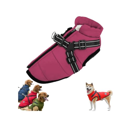 Waterproof Winter Dog Jacket with Built-in Harness,Dog Jacket with Harness,Windproof Warm Coats for All Dogs/Cats,Reflective & Adjustable Pet Vest for Smal Medium Large Dogs (Purple, 2XL) von LinZong