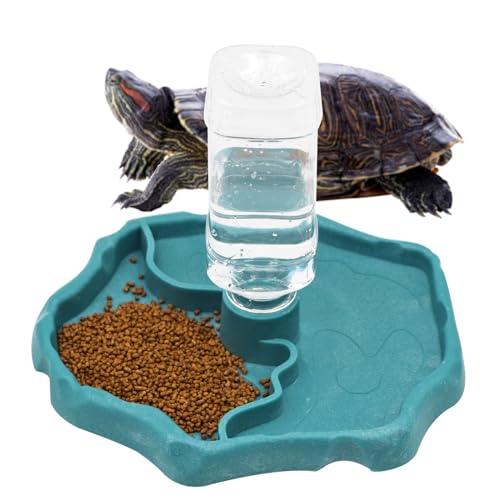 LinaLife Terrariumschalen Reptilien-Wasserschale Schildkröte Wassernapf Reptilien-Futterschale Nachfüllen Reptilien Schildkröte Futter Wasser Automatische Futterspender Wasserspender Flasche von LinaLife