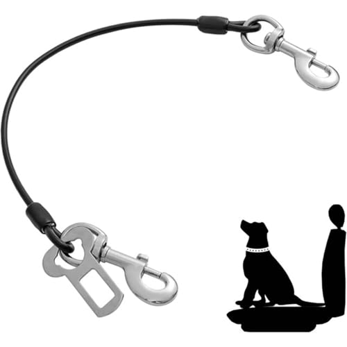 Ling & Bai Metall-Kabelleine für Welpen, Fahrzeuggeschirre mit Doppelclips und Verriegelungsbefestigung, kausichere Hundeleinenverlängerung für kleine, mittelgroße und große Hunde, Haustiere (40 cm) von Ling & Bai