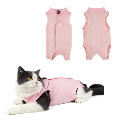 Ling & Bai Professioneller Genesungsanzug für Katzen, atmungsaktiv, nach Operationen, Einteiler, Anti-Leck-Weste, Hemd, Haustier-Outfit (Rosa, M) von Ling & Bai