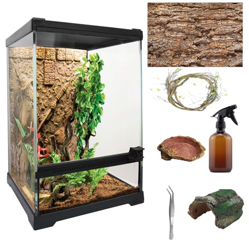 Terrarien für Reptilien-Set 20 * 20 * 30cm, Einsteigerset für Amphibien，geeignet für kleine Reptilien wie Geckos, Schlangen, Eidechsen, Schildkröten, Chamäleons, Schlangen von LingTing