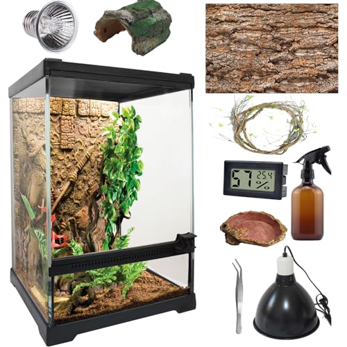 Terrarium für Reptilien Fronttür, 20 * 20 * 30 cm, Einsteigerset für Amphibien，geeignet für kleine Reptilien wie Geckos, Schlangen, Eidechsen, Schildkröten, Chamäleons, Schlangen von LingTing