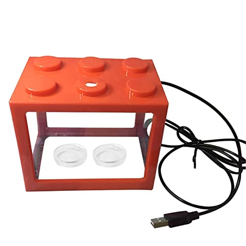 Aquarium Acryl USB Mini-Aquariumzüchter-Fischtank mit LED Leichte Home Office Desktop Dekoration Zubehör Fischvorräte Goldfischbecken (Color : Red) von Linmeas-753