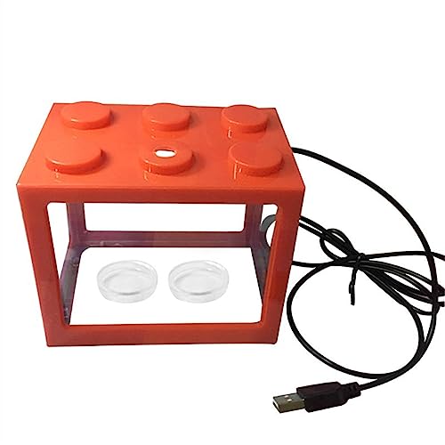 Aquarium Aquarium Acryl USB Mini Aquarium Tank Propagator Aquarium mit LED-Licht Home Office Desktop dekorative Tank Goldfischbecken (Color : Orange) von Linmeas-753