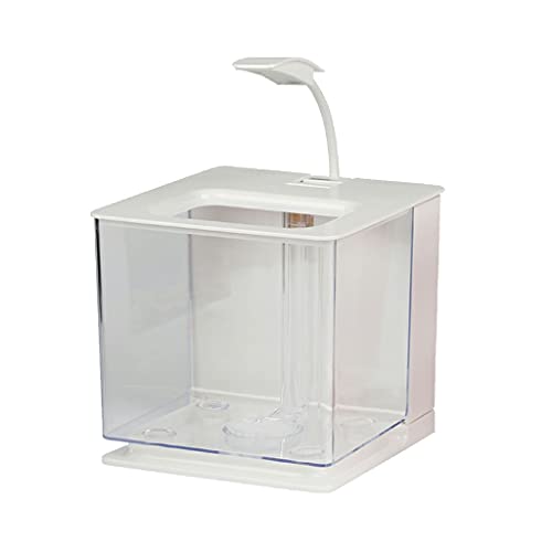 Aquarium Desktop Kreative Aquarium Led Licht Kleine Goldfisch Kampf Aquarium Ohne Wasser Ändern Dekoration Zierfisch Tank Goldfischbecken (Color : White) von Linmeas-753