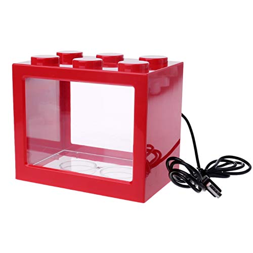 Aquarium Mini-Aquarium-Fischtank mit LED Lampenlicht Betta Fisch Fighting Zylinder Mini Glas Oblat Fischschüssel Kit Kleiner Aquor Tank Goldfischbecken (Color : B, Size : M) von Linmeas-753