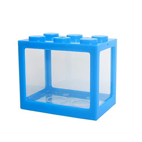 Aquarium Mini-Fischtank Reptil Haustier stapelbar Aquarium Kreative Baustein Fischzylinder Landschaft Meerwe for Bürodekoration Goldfischbecken (Color : Blauw) von Linmeas-753