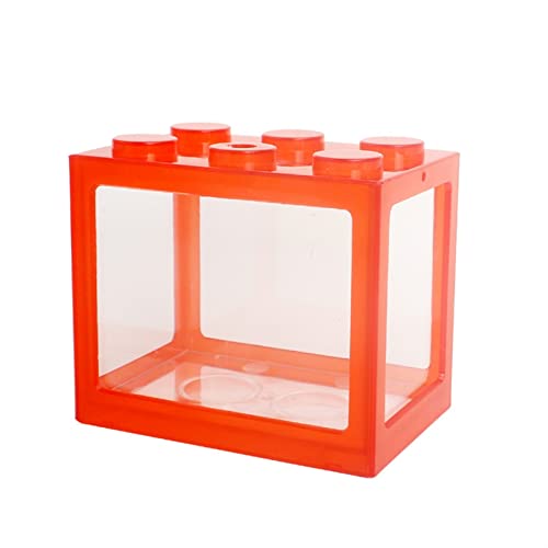 Aquarium Mini-Fischtank Reptil Haustier stapelbar Aquarium Kreative Baustein Fischzylinder Landschaft Meerwe for Bürodekoration Goldfischbecken (Color : Red) von Linmeas-753