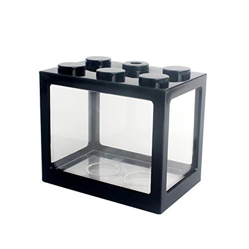 Aquarium Mini-Fischtank Reptil Haustier stapelbar Aquarium Kreative Baustein Fischzylinder Landschaft Meerwe for Bürodekoration Goldfischbecken (Color : Schwarz) von Linmeas-753