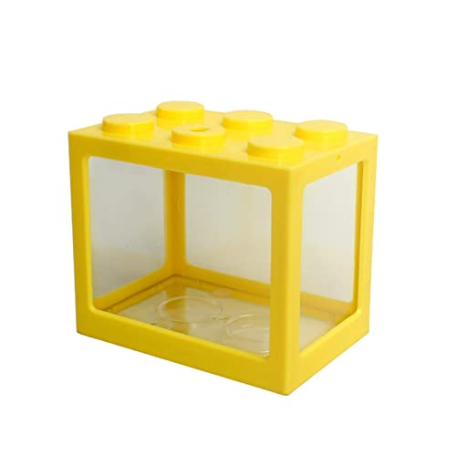 Aquarium Mini-Fischtank Reptil Haustier stapelbar Aquarium Kreative Baustein Fischzylinder Landschaft Meerwe for Bürodekoration Goldfischbecken (Color : Yellow) von Linmeas-753