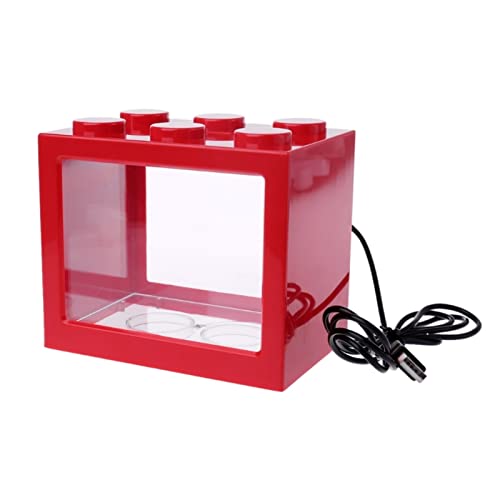 Aquarium USB Mini-Aquarium-Fischtank mit LED Leichte Betta Fisch Kampfzylinder Kleiner Fischtank Büro Desktop Dekoration Goldfischbecken (Color : Red) von Linmeas-753