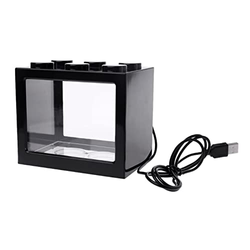 Aquarium USB Mini-Aquarium-Fischtank mit LED Leichte Betta Fisch Kampfzylinder Kleiner Fischtank Büro Desktop Dekoration Goldfischbecken (Color : Schwarz) von Linmeas-753