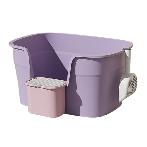 High Wall Cat Litter Box XL, Anti-Splashing Kitty Litter Box, Large High Sides Cat Litter Pan, Multi Cat Litter Box, Jumbo Litter Box(Purple) von Linmeas-753